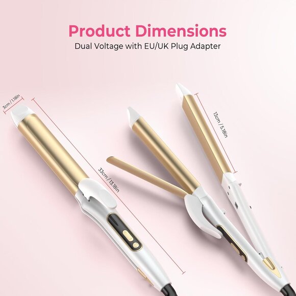 Travel Curling Iron, 2 in 1 Dual Voltage (110V-240V) 1.25 Inch Hair Curler - Picture 6 of 8